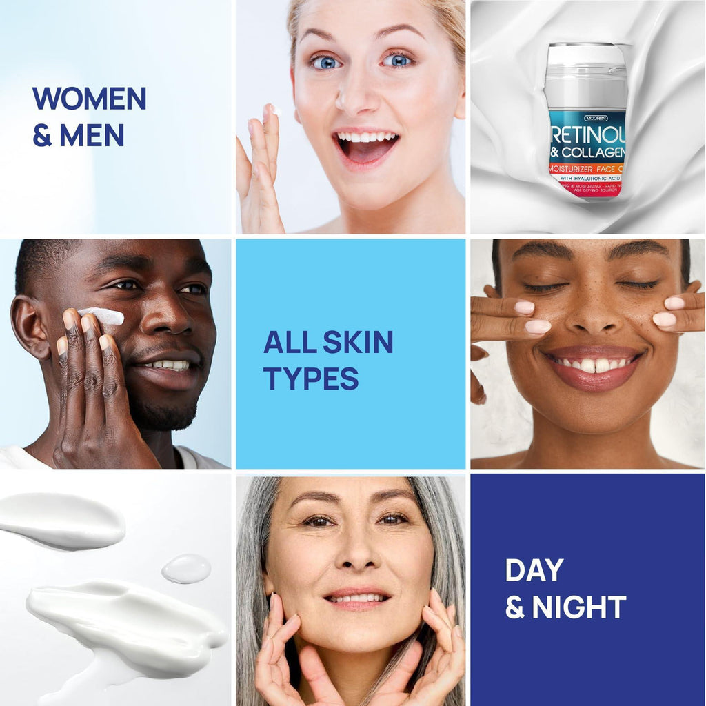 Crema de Retinol para la Cara, Humectante de Retinol con Colágeno y Ácido Hialurónico, 1.8 oz