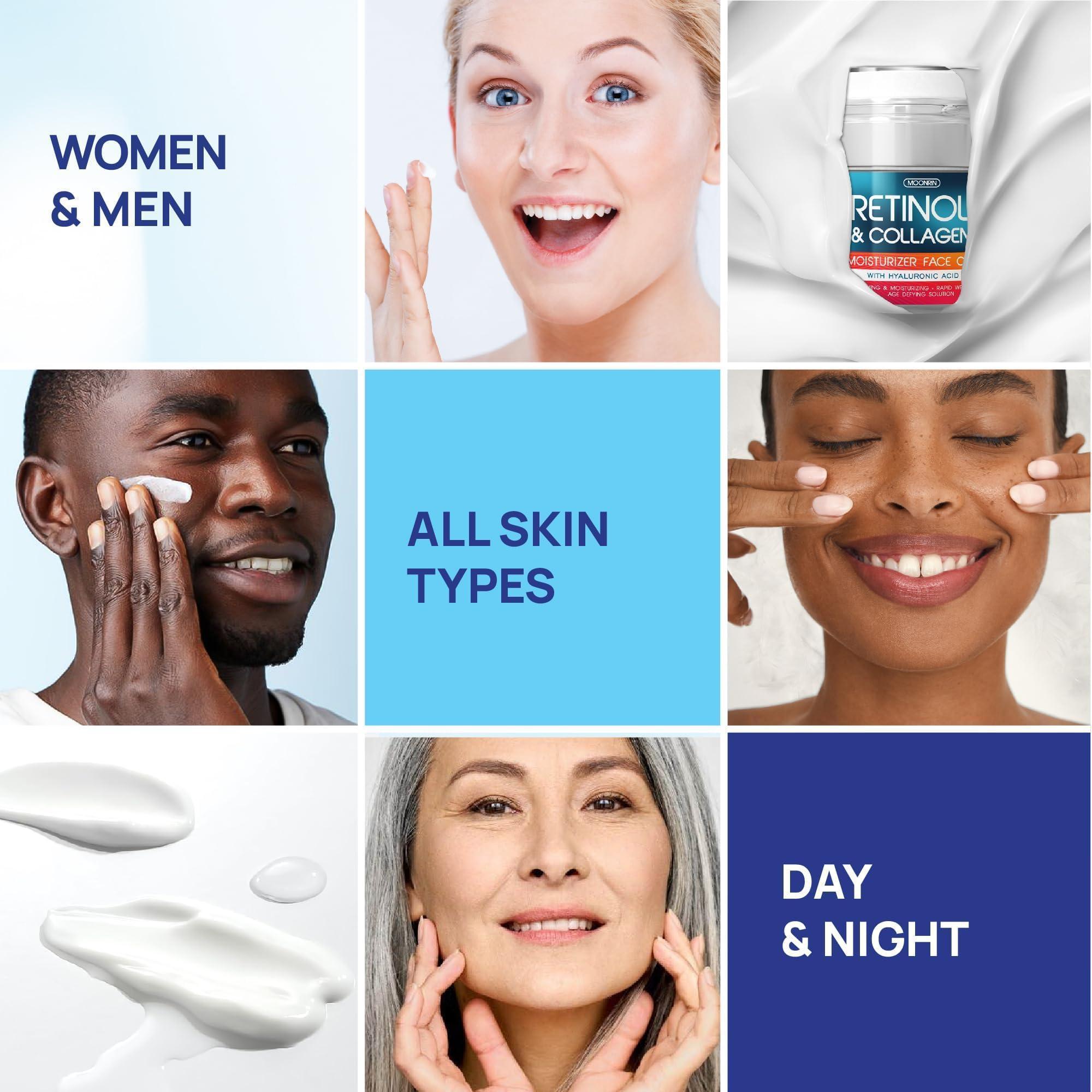 Crema de Retinol para la Cara, Humectante de Retinol con Colágeno y Ácido Hialurónico, 1.8 oz